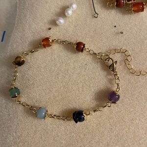 Jelly's Jewelry and Boutique Handcrafted Colorful Gemstone Gold Color Bracelet